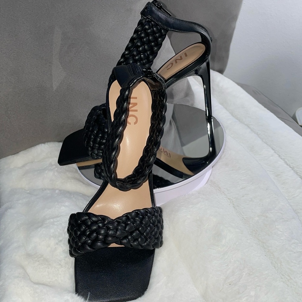 INC International Concepts Women's Adalie Woven Dress Sandals - Black 8.5 M